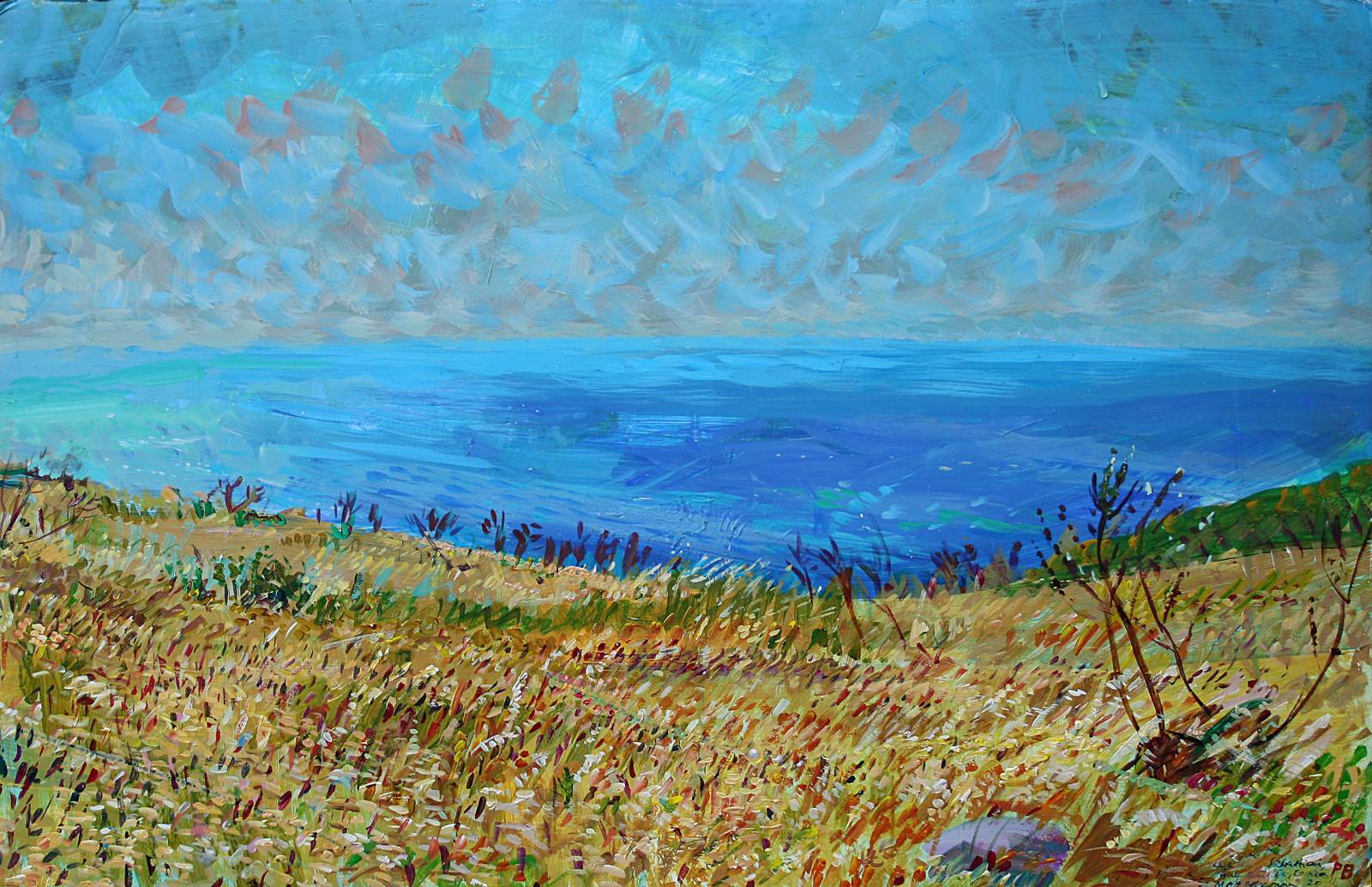 ‘THE MED OFF THE WEST COAST OF CORSICA - WITH ANCIENT WHEATFIELD IN FOREGROUND‘